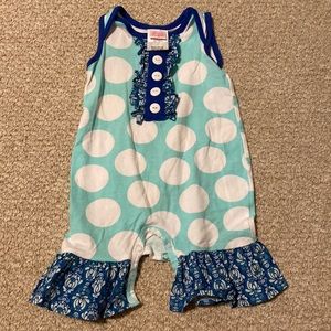 Ricrac & Ruffles romper, size 3/6 months